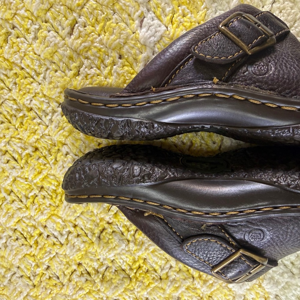 Born Womens Leather‎ Clogs Mules Dark Brown Buckle Slip On Shoes W61617 Size 6 - Picture 14 of 16